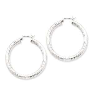 4mm, Polished & Diamond cut, Extra Large Silver Hoops   65mm (2 1/2)