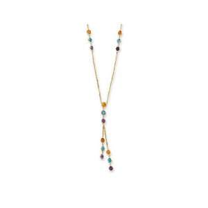  Multi Gemstone Lariat Necklace in 14K Yellow Gold Jewelry