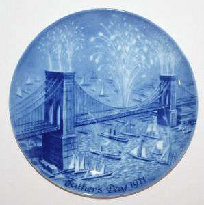 1971 German Fathers Day Plate Brooklyn Bridge 1st Ed  