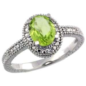  Sterling Silver Vintage Style Oval Peridot Stone Ring w/ 0 