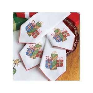   Before Christmas Stamped Cross Stitch Napkins, Set of 4: Kitchen