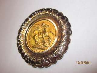 1910 Sovereign King Edward VII Gold Coin 900 FINE & 18KT GOLD BEZEL 