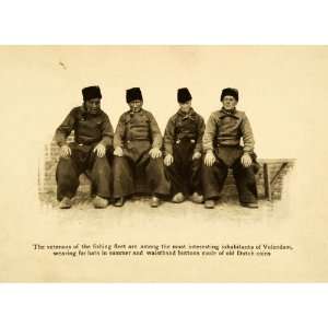  1912 Print Vollendam Holland Native Fishermen Fur Hats 
