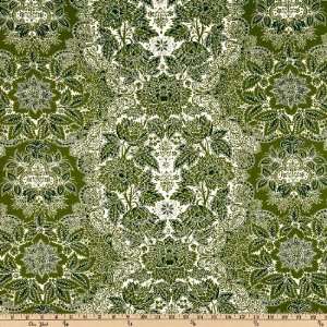 44 Wide Splendid Holiday Stylized Floral Medallions Green Fabric By 