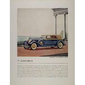   Ad Blue Lincoln Dietrich Convertible Sedan Car V12   Original Print Ad