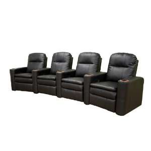 Set of 4 Home Theater Seats   Phoenix Black Leather 