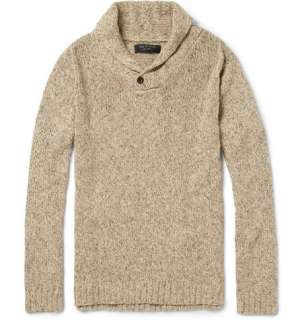   Knitwear  Shawl collar  Cotton and Silk Blend Melange Sweater