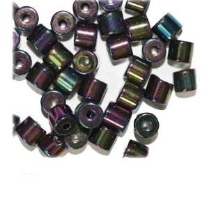  Purple Iris Tube Czech Pressed Glass Beads: Arts, Crafts 