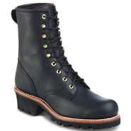 Chippewa Mens Work Boots Leather Logger Steel Toe 8 Black 73015 Wide 