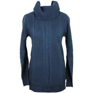 annabelle Navy Long Cable Knit & Waffle Stitch Turtle Neck Sweater 