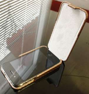 iPhone 4 4G Leder Tasche Hülle Etui Edel FLIP CASE #7  