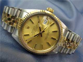 1983 Mens Vintage Rolex Datejust SS & 18k Gold Ref 16013 Single Quick 