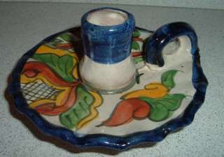 Vintage Mexican ONOFRE Talavera Pottery Candle Holder  
