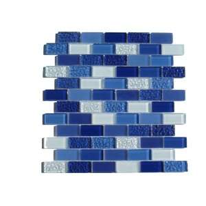 Blue Subway Mix Glass Mosaic Tile / 11 sq ft