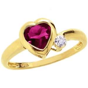  14K Yellow Gold Simply Heart Gemstone Ring Rhodolite 