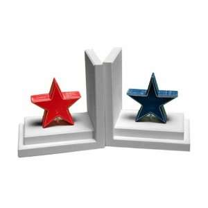   Blue Star Bookends   Distressed White Base  Pack of 2