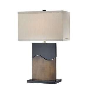   Table Lamp with Contemporary Walnut and Oak Design