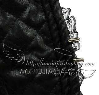 Women quilted faux leather metal chain jacket  