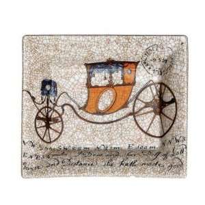  Orange and Blue7 1/4L Ceramic Plate with Regency Carriage 