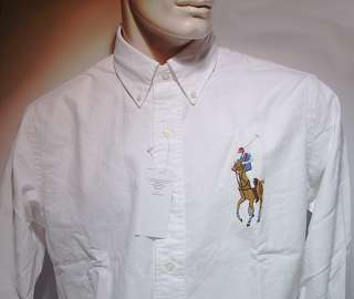 Ralph Lauren langarm Herren Hemd Big Pony Custum fit weiß in Größe 