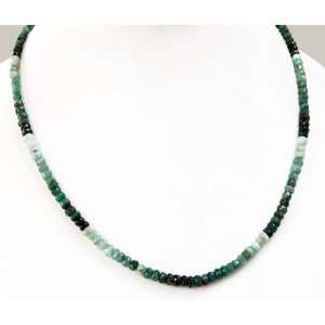 Elegant Single Strand Natural Faceted Shaded Green Emerald Beaded 
