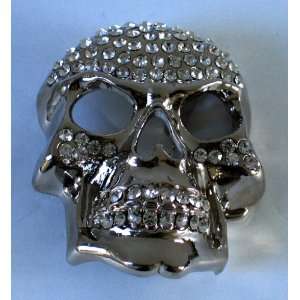    Authentic Skull Rhinestone Rock Rebel Belt Buckle 