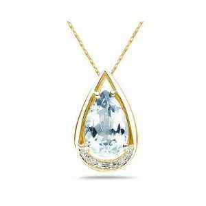  Pear Shaped Aquamarine and Diamonds Raindrop Pendant in 