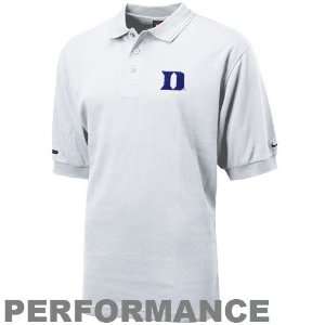 Nike Duke Blue Devils White Dri Fit Text Polo:  Sports 