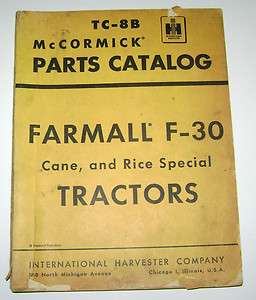   30, F30 Tractor Parts Catalog Manual Book IHC Original TC 8B  