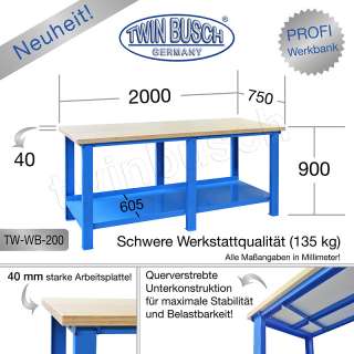 Werkbank 2 m von Twin Busch GmbH Germany   GARAGE EQUIPMENT