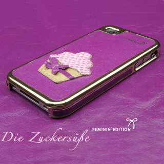 iPhone 4 Cover Hard Case Hülle Schutzhülle Leder lila Die 