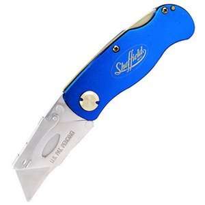  Sheffield MFG   Lockback Utility Knife, Blue Aluminum 
