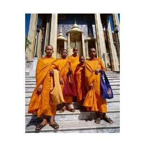  monks, Wat Phra Kaeo Temple of the Emerald Buddha, Bangkok, Thailand 