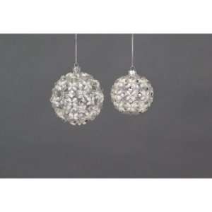  Pack of 24 Winters Blush Clear Jeweled Glass Ball 