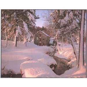  Wayside Inn Mill Snow Winter   Photography Poster   16 x 