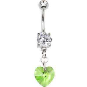    Austrian Crystal Heart August Birthstone Belly Ring: Jewelry