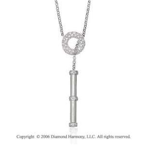    14k White Gold Cylinder Lariat 1/3 Carat Diamond Necklace Jewelry