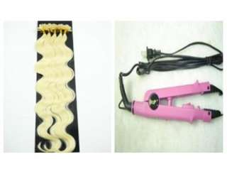    Tipped Bodywavy Human Hair Extensions #613,0.5g/s+Pink Fusion Iron