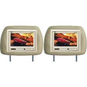  Pair of Brand New Tview T620pl tan Car Headrests with 6 Tft lcd 