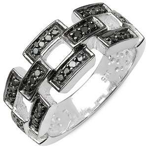 0.21 Carat Genuine Black Diamond Sterling Silver Ring 