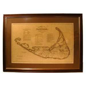  Nantucket Map as of 1869 by Revered Ewer   Brown Mahogany 