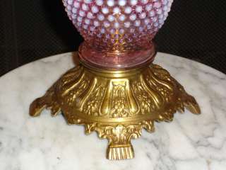 Fenton CRANBERRY Opalescent hobnail vase lamp  