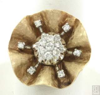   .53CT DIAMOND CLUSTER FLORENTINE FLOWER COCKTAIL RING SIZE 6  
