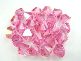 50x Swarovski Crystal 5301 Bicones 4mm Beads   Rose AB  