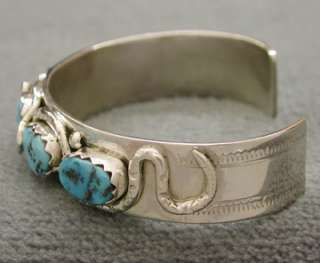   Calavaza Sterling Silver Turquoise Snake Bracelet Native American