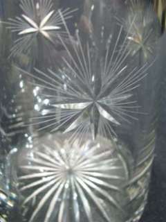   Century Cut/Blown/Engraved Glass Pitcher w/ Applied Handle Starburst