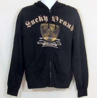Mens Lucky Brand Hoodie Polish Eagle Crest Embroided S  