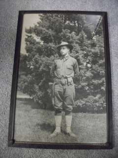 Photo Frame of US Soldier in Uniform w/ Pistol pre WWII  