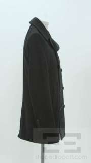 Helmut Lang Black Wool Double Breasted Mens Pea Coat Size 46  