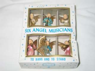   Christmas Plastic Hong Kong Angel Musicians Ornament Set IOB T9  